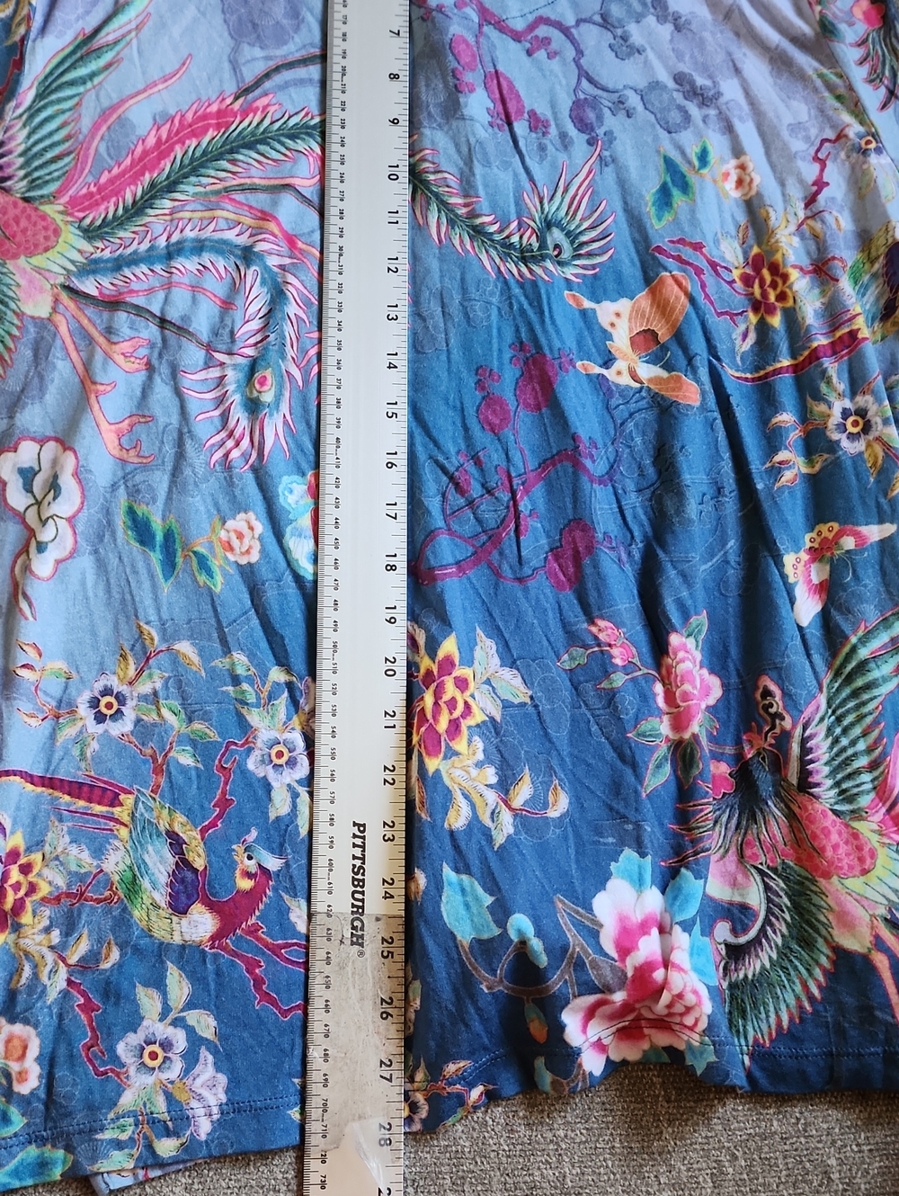 Johnny Was Phoenix Bird Floral Print Button Front Pajama Top - Picture 7 of 8